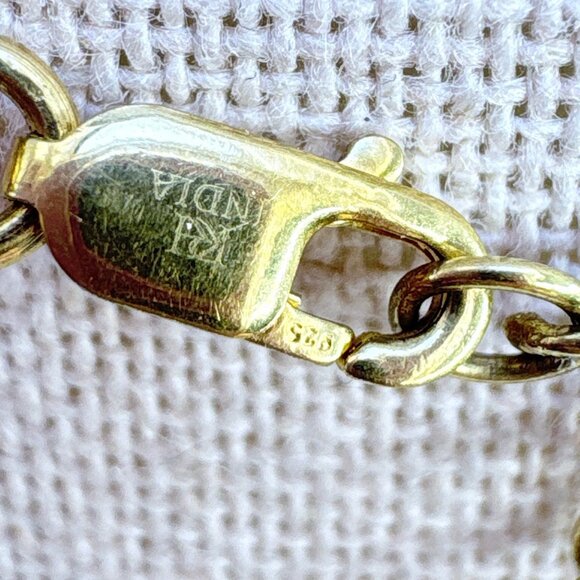 VTG Sterling Silver 925 Jade Circle Pendant Necklace  Cable Chain 18" Adjustable - Picture 9 of 14